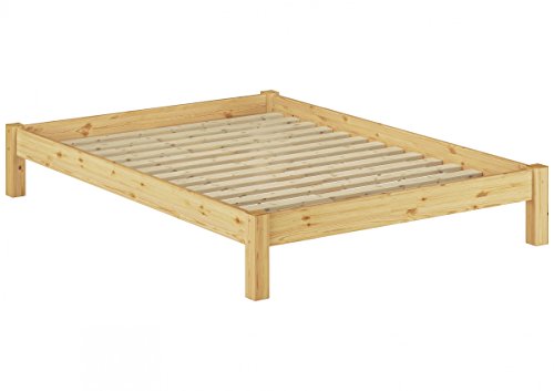 Erst-Holz® Bettgestell Kiefer Natur Einzelbett 120x200 Massivholzbettgestell mit Rollrost 60.35-12