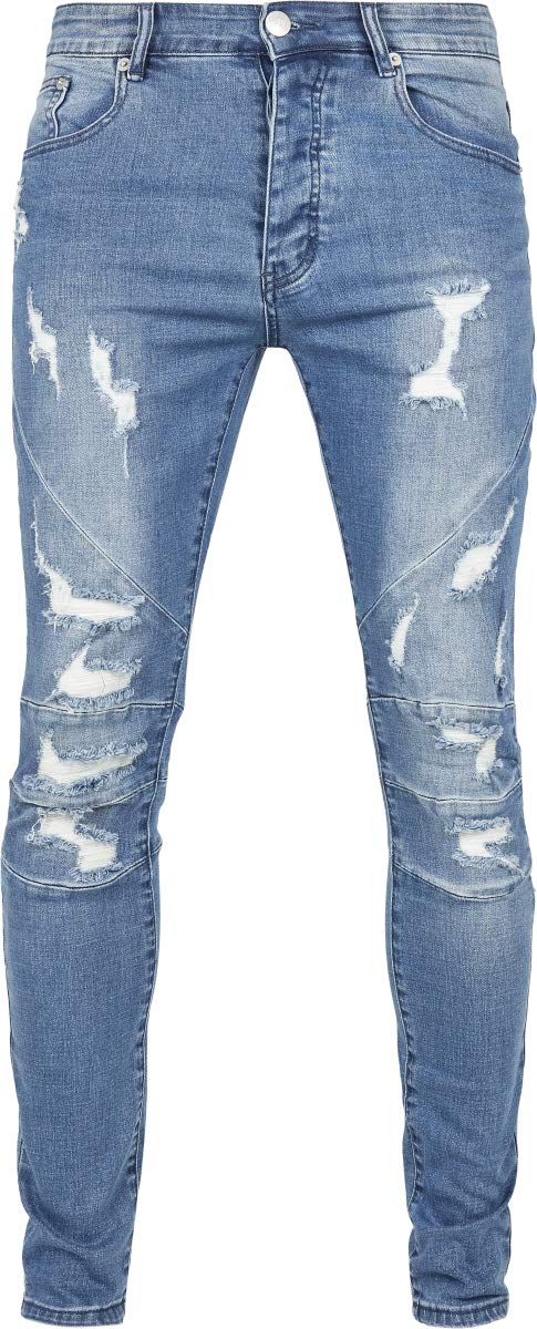 Cayler & Sons Men's CS1144-C&S Paneled Denim Pants Jeans, Distressed mid Blue, 3032