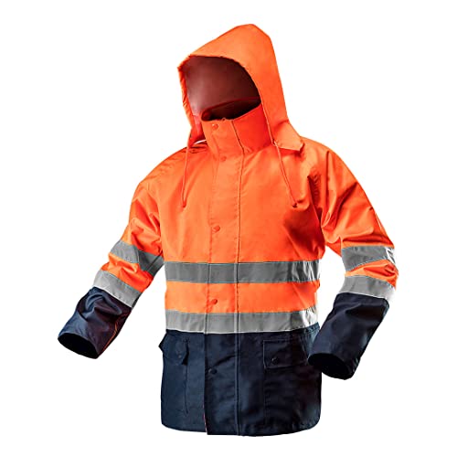 NEO Warnschutzjacke mit Reflektionsstreifen EN ISO 20471 Warnjacke orange Neon gelb Arbeitsjacke Warnschutz Sicherheitsjacke S orange
