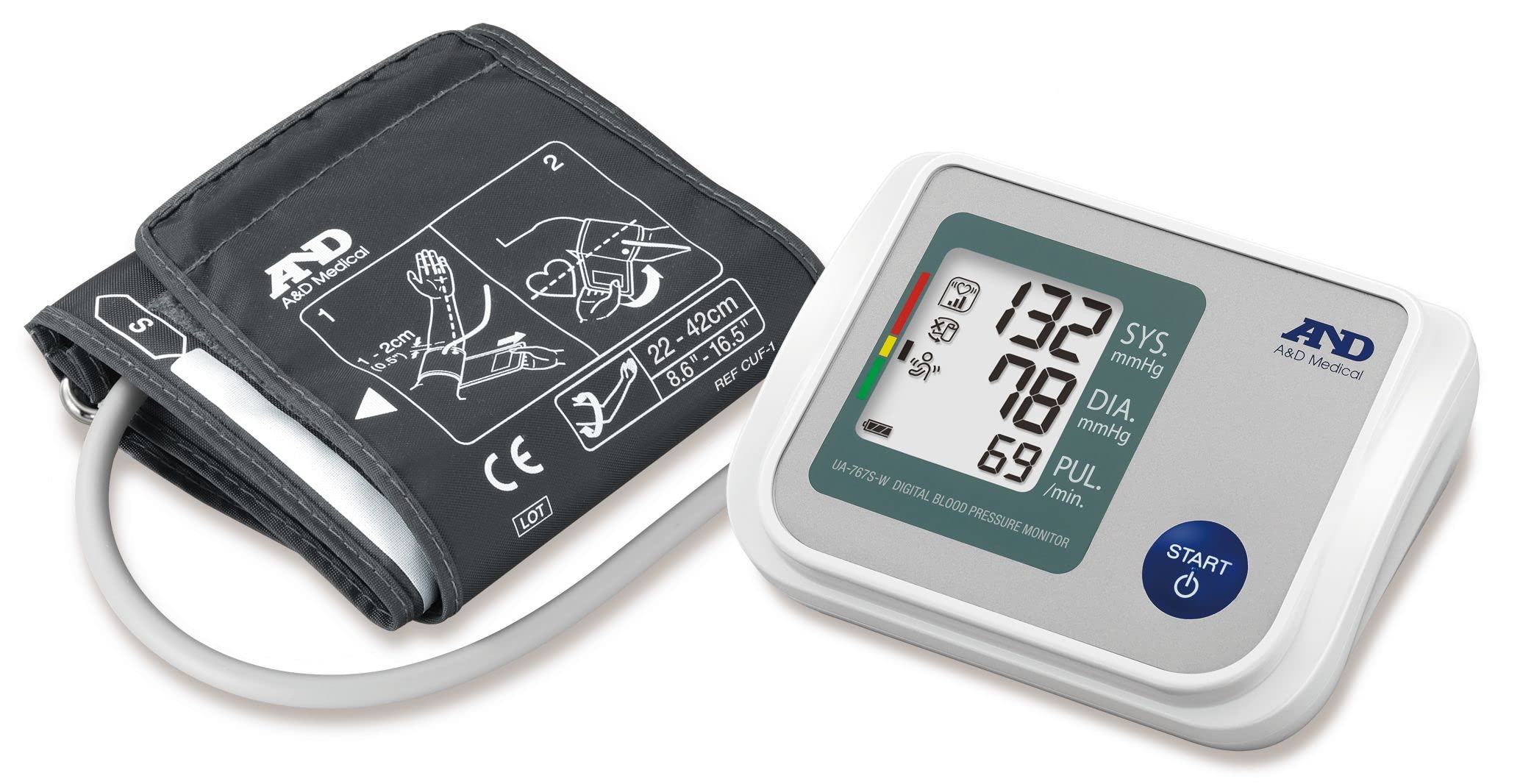 A&D Medical UA-767S-W Digitale Oberarm-Blutdruckmessgeräte (22-42 cm)