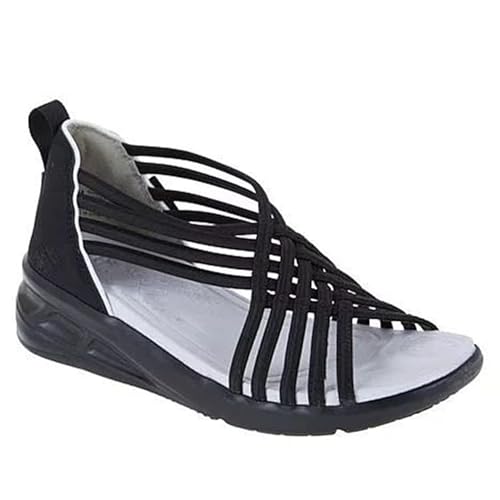 MUGUOY Womens Orthopedic Sandals with Arch Support, Damping Sole Lightweight Breathable Non-Slip Stretch Sandals (Black, Erwachsene, Damen, 42, Numerisch, EU Schuhgrößensystem, M)