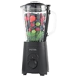 Petra PT5531MBLKVDE Glas Standmixer - BPA Frei 1.5L Krug-Mixer, EK1 Sicherheitsverriegelung Deckel, Edelstahlklinge, 2 Geschwindigkeits, Impulsfunktion, Misst ml/l/Becher/floz, 600W Smoothie Maker