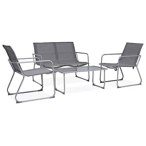 ZQQLVOO Lounge Sessel Terrassenmöbel Terassenmöbel Außen4-tlg. Garten-Lounge-Set Stoff und Stahl Grau