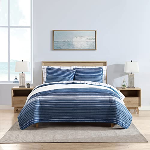 Nautica Schmusetuch aus Baumwolle, besonders weich, 3-teiliges Set, stilvolles, zartes Design für Heimdekoration Full/Queen blau