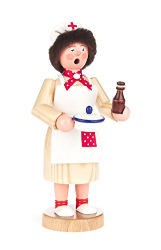 Räucherfrau Krankenschwester von DREGENO SEIFFEN 18,5cm – Original erzgebirgische Handarbeit, stimmungsvolle Weihnachts-Dekoration