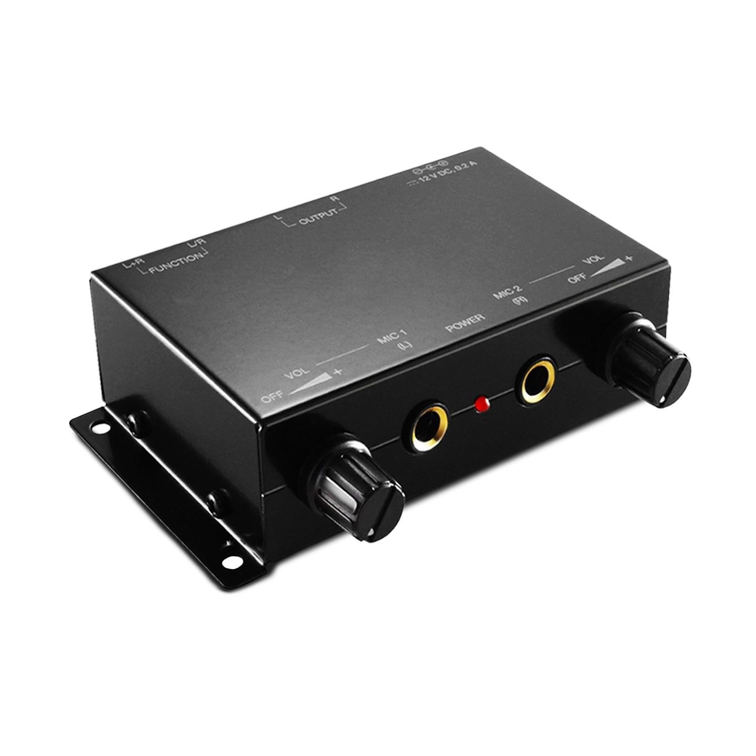 TNP 2-Kanal-Mikrofon-Mini-Audio-Stereo-Mischpult - Dualer 1/4" 6,35-mm-Mikrofoneingang zum RCA-Stereo-Ausgang Tragbarer kompakter Vorverstärker für Streamer Podcaster DJ