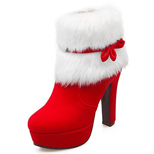 Damen Kurze Stiefel Weihnachten High Heel Stiefel Tragbare und atmungsaktive Schuhe Geeignet für Verschiedene Anlässe