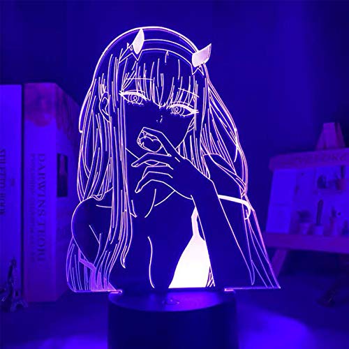 3D-LED-Nachtlicht "Darling in Franxxx", Illusionslampe mit drei Mustern und 16 Farbwechsel-Dekor-Lampe für Kinder und Zimmer