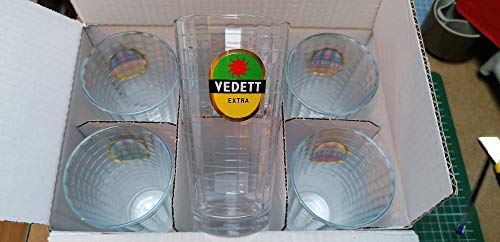 6 Gläser 33 cl Bier Vedet – 6 verschiedene Dekorationen.