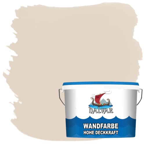 Halvar Wandfarbe Beige hohe Deckkraft Universelle Innenfarbe Geruchsarm, Umweltschonend & Weichmacherfrei (10 L, Cookie)