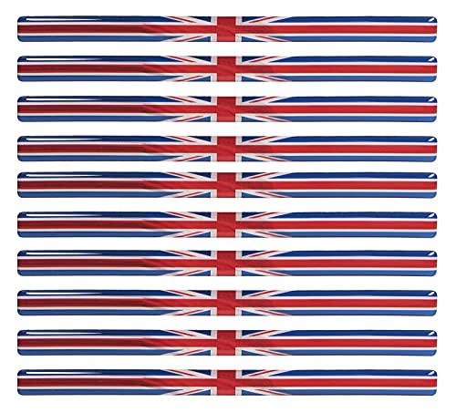 BIKE-label Union Jack 3D Aufkleber Flaggen 10 Stück je 150 x 10 mm Sticker Auto Kfz Motorrad 300552VE