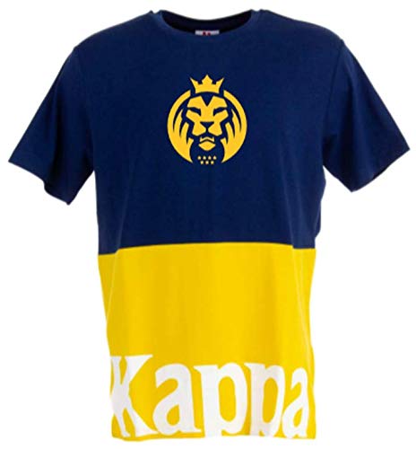 Kappa X MadLions Herren Authentic Sand Carrency Madlions T-Shirts, blau/gelb/weiß, S