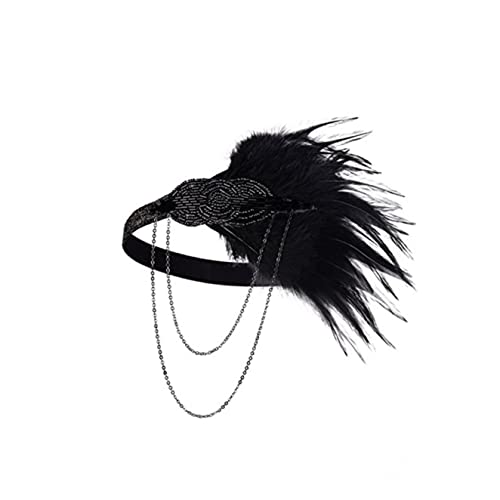 Headpiece Black Gatsby S Head Chain for Vintage Headband Women Accessoires Hair Women's Flapper Great Schönheitr (Color : Nero, Size : M)