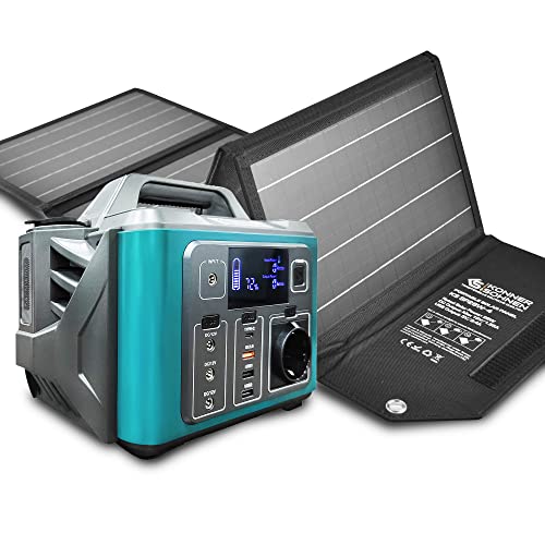 Portable Power Station KS 300PS mit solarpanel faltbar 28W Solar Generator 300 W,Spitzenleistung 600 W,mobile Stromversorgung mit LCD Anzeige,Tragbare Powerstation mit LED-Leuchte,stromgenerator leise