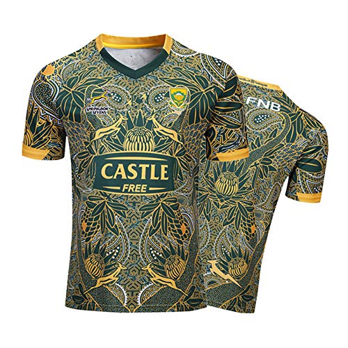 2019-20 Südafrika Springboks Rugby-Jersey, Herren-Weltmeisterschaft Baumwolljersey-Grafik-T-Shirt, Südafrika 100. Jubiläumsfußball Sportbekleidung XL