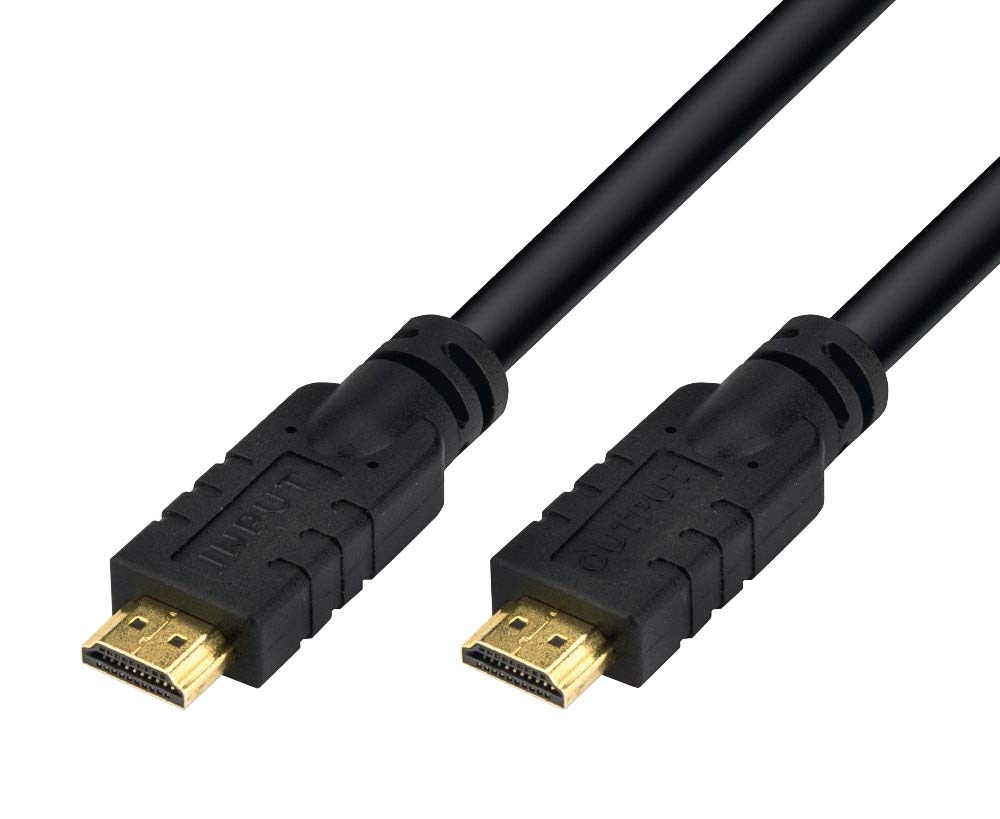 PremiumCord 4K High Speed ​​HDMI 2.0 Kabel M/M 18Gbps mit Verstärker, Kompatibel mit Video 4K@60Hz, Deep Color, 3D, ARC, HDR, 3x geschirmt, vergoldete Anschlüsse, schwarz, 30m