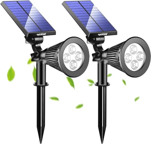 2 Stück LED Solarleuchten für Außen, Garten Solarlampe,led strahler,2 Beleuchtungsmodi, Outdoor Wandleuchte, Aussenlicht für Garten, Hof, Pfad