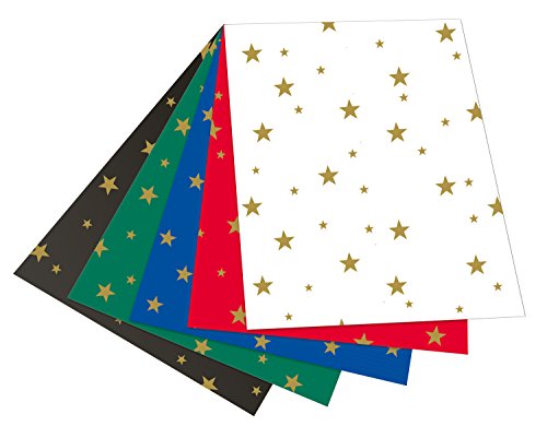 folia 5899 - Fotokarton mit Sternen farbig sortiert, 50 x 70 cm, 10 Blatt, beidseitig bedruckt - zum Basteln und kreativen Gestalten von Karten, Fensterbildern und für Scrapbooking