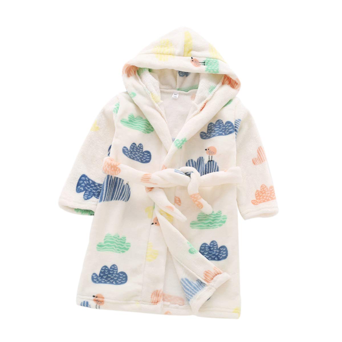 DEBAIJIA Kinder Bademantel 0-14T Säugling Morgenmantel Baby Hausmantel Kleinkind Handtuch Robe Nachthemd Junge Mädchen Unisex (Weiß-90)