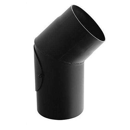 rg-vertrieb Ofenrohr Knie Winkel Bogen 45° mit Tür Stahlrohr Abgasrohr Senotherm Schwarz 2mm Heizung Rauchrohrbogen (150mm)
