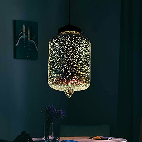 Modernes Kreativ Deckenlampe 3D Feuerwerk Pendelleuchte Bunte Glas Hängeleuchte E27 LED 220V Licht Beleuchtung für Wohnzimmer, Esszimmer, Arbeitszimmer (Ohne Glühbirne)