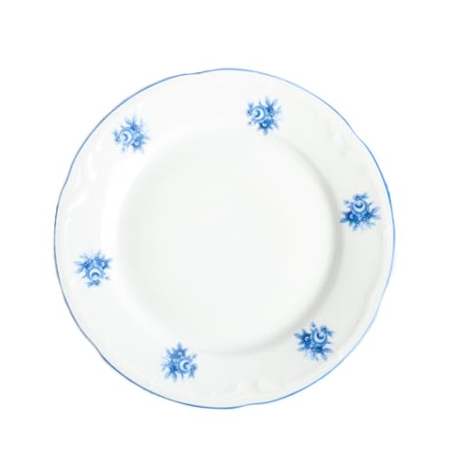 FranquiHOgar Set mit 6 Desserttellern aus hochwertigem Porzellan, Lubeck Blue, elegantes Design mit blauen Blumen, mikrowellen- und spülmaschinengeeignet.