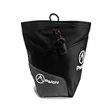 Psychi Premium Kreidetasche zum Bouldern und Klettern mit Reißverschlusstasche hinten und Hüftgurt (schwarz)