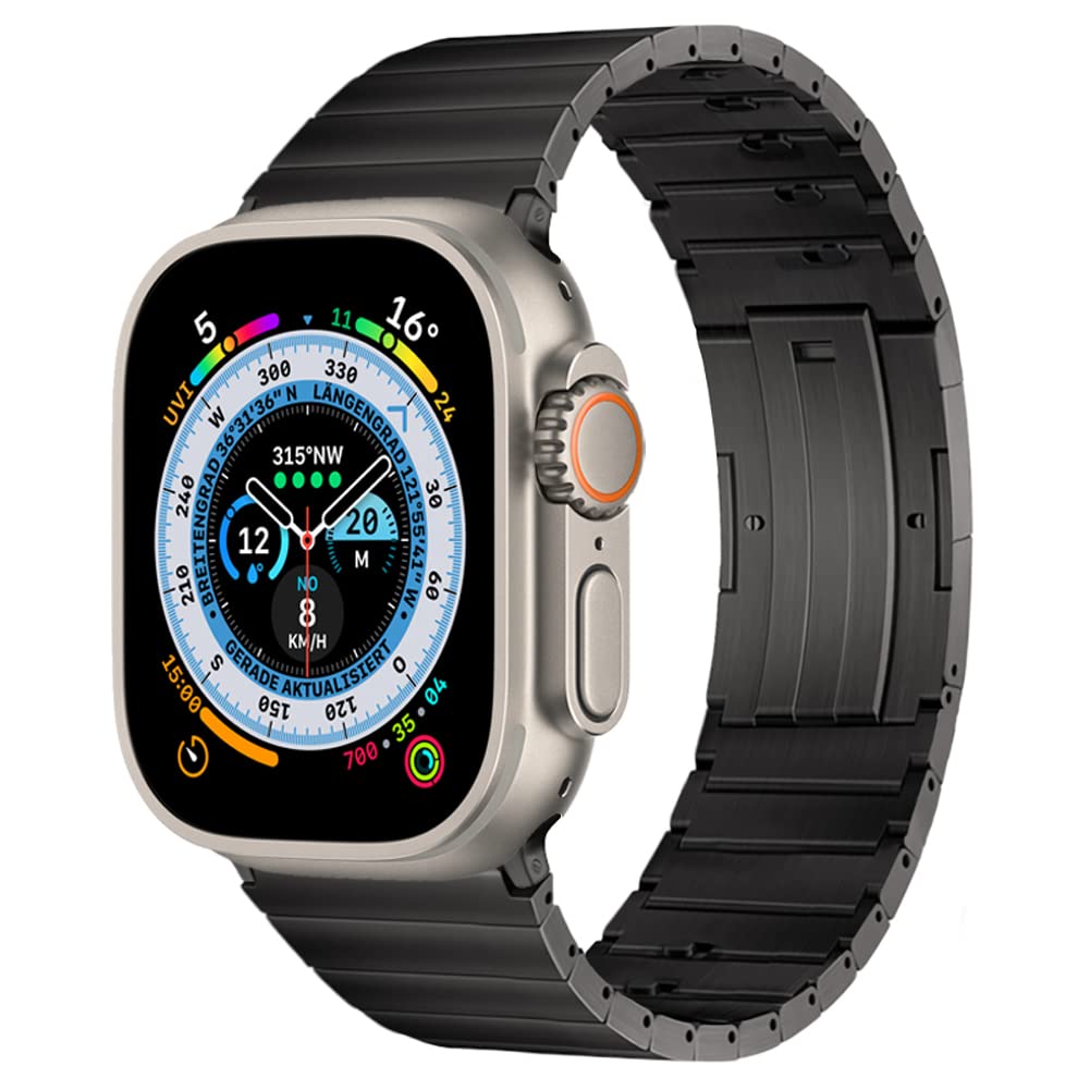 Arktis Armband kompatibel mit Apple Watch Ultra 1/2 mit 49 mm Navigator Titan Ersatzarmband Butterfly-Schließe (Graphit)