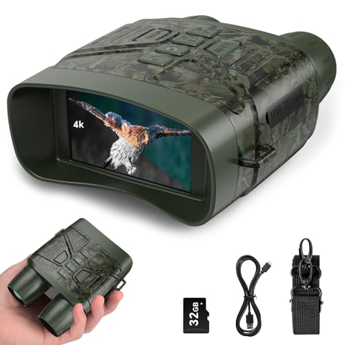 Nachtsichtgerät 4K, Relassy HD Digital Infrarot Nachtsicht Fernglas 400m Reichweite, Wiederaufladbares 4000mAh Nachtsichtgerät Jagd, 5X Digitalzoom für Vogelbeobachtung, Jagd, Camping, mit Micro-32GB