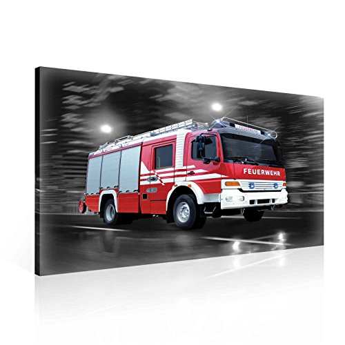 Feuerwehr Auto Leinwand Bilder (PP1500O1FW) - Wallsticker Warehouse - Size O1 - 100cm x 75cm - 230g/m2 Canvas - 1 Piece