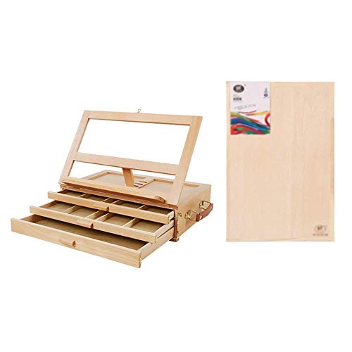 YXZYFPP Dreischichtiger Holzschreibtisch mit Schubladenbox D‘Picture, tragbarer Werbeständer, Hochzeitstisch mit 8K-Skizzenblock