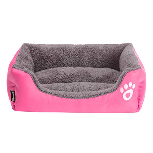 Yowablo Hundehütte Haustierbett Hundecouch Puppy Cushion House weiche warme Hundehütte Mat Blanket (95 * 75 * 18cm,Pink)