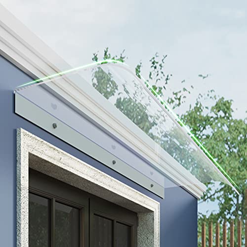 UV-Schutz-Vordach für Vordertür, skalierbares, gebogenes Vordach für Tür und Fenster, Markise für Garten, Terrasse, Veranda, unsichtbare transparente Polycarbonat-Abdeckung, Dach-Regenschutz