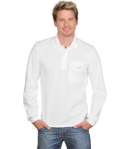 Trigema Herren Langarm Poloshirt, Weiß (Weiss 001), XL