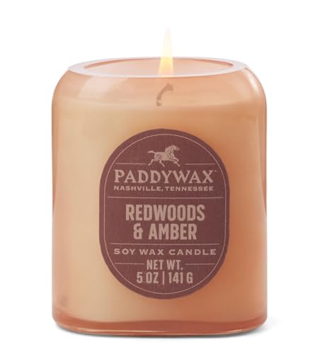 Paddywax Scented Candles Vista Collection Duftkerze im Vintage-Stil, in Milchglas, 142 g, Redwoods & Amber