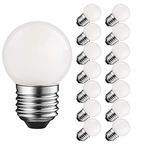 Genixgreen Golf Form LED-Lampe, 1,5 W G40 Mini Globe LED-Lampe E27 Schraubensockel Outdoor String Licht Ersatzlampe für Hochzeitsfeier Hinterhof, kaltweiß 6000K, 15er-Set