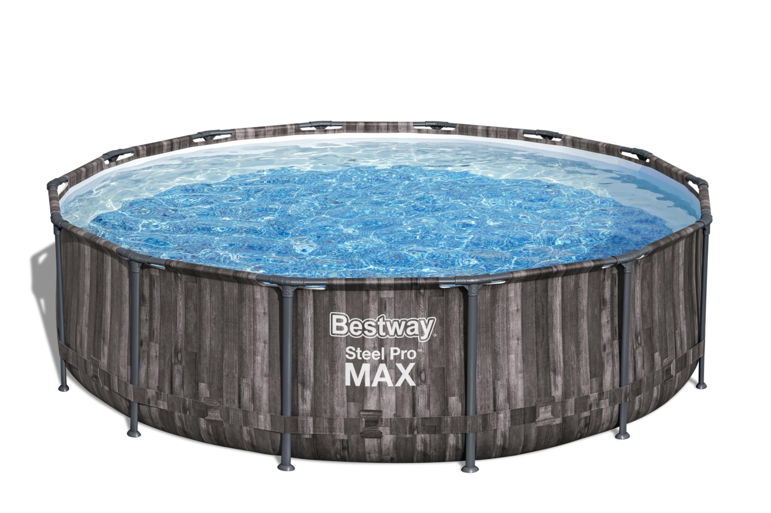 Bestway® Steel Pro MAX™ Ersatz Frame Pool ohne Zubehör Ø 427 x 107 cm, Holz-Optik (Mooreiche), rund