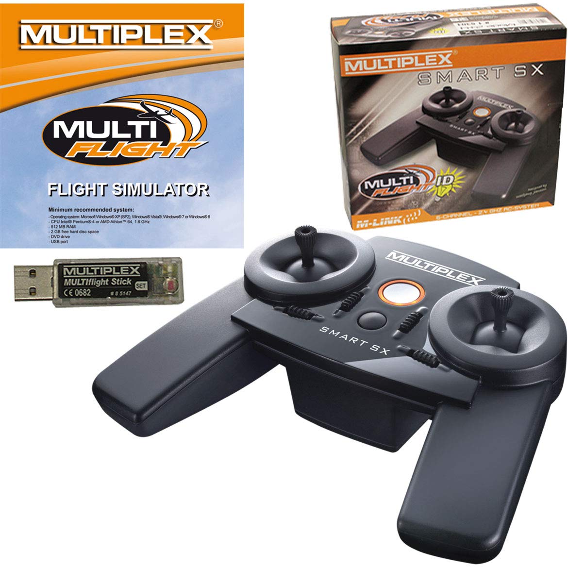 MULTIPLEX Smart SX M-Link Multiflight Set Fernbedienung speziell Drücken der Tasten – Fernbedienung (Spezial, drücken Sie die Tasten, wiederaufladbar, schwarz)