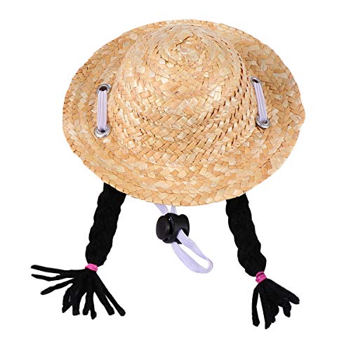 Pet Straw Hat Pet Cat Wig Straw Hat Adorable Wig Lovely Sunhats for Pet Pet Supply (Size : S)