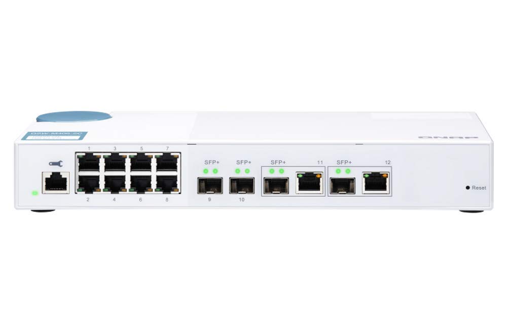 QNAP QSW-M408-2C QSW-M408-2C, 8 port 1Gbps, 2 port 10G SFP+/ NBASE-T Combo, 2 port 10G SFP+, web management switch
