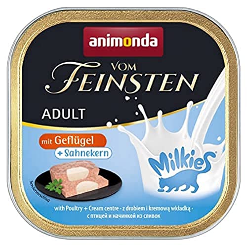 animonda Vom Feinsten Adult Katzenfutter, Nassfutter für ausgewachsene Katzen, mit Geflügel + Sahnekern, 32 x 100 g