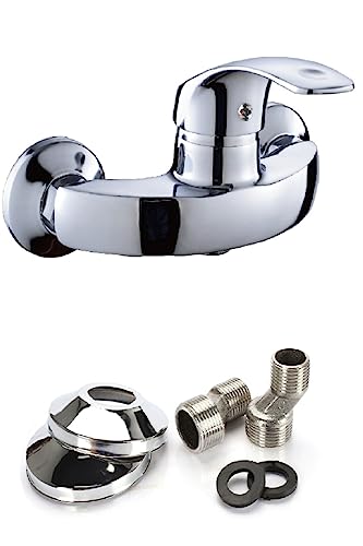 Duscharmatur-Set, Wasserhahn für Badezimmer, Größe 150 x 180 x 100 mm, Farbe Silber Chrom, Einhebel