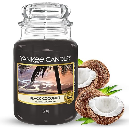 Yankee Candle Duftkerze im großen Jar, Black Coconut, Brenndauer bis zu 150 Stunden