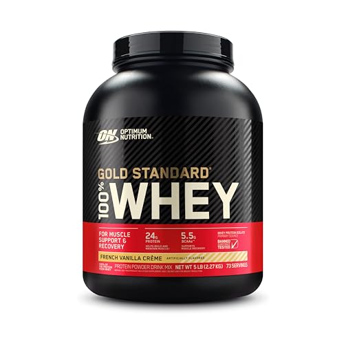 Optimum Nutrition ON Gold Standard Whey Protein Pulver, Eiweißpulver Muskelaufbau mit Glutamin und Aminosäuren, natürlich enthaltene BCAA, French Vanilla Crème, 73 Portionen, 2.27kg