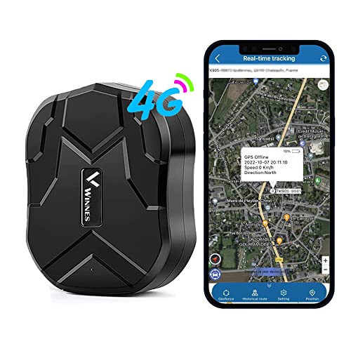 Winnes 4G GPS Tracker, GPS/AGPS/LBS Starker magnetischer GPS Tracker Lange Standby-Zeit Fahrzeugortung wasserdichte Echtzeit-Ortung Anti-Lost Locator mit kostenloser APP TK905B