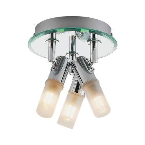 Lindby Deckenlampe 'Zela' (spritzwassergeschützt) (Modern) in Chrom aus Metall u.a. für Badezimmer (3 flammig, G9) - Bad Deckenleuchte, Lampe, Badezimmerleuchte
