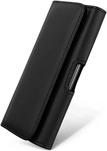 moex Komfortable Quertasche mit Gürtelclip kompatibel mit iPhone 5s / 5 / SE (2016) | Universal einsetzbar mit Gürtelschlaufe und Magnetverschluss, Schwarz