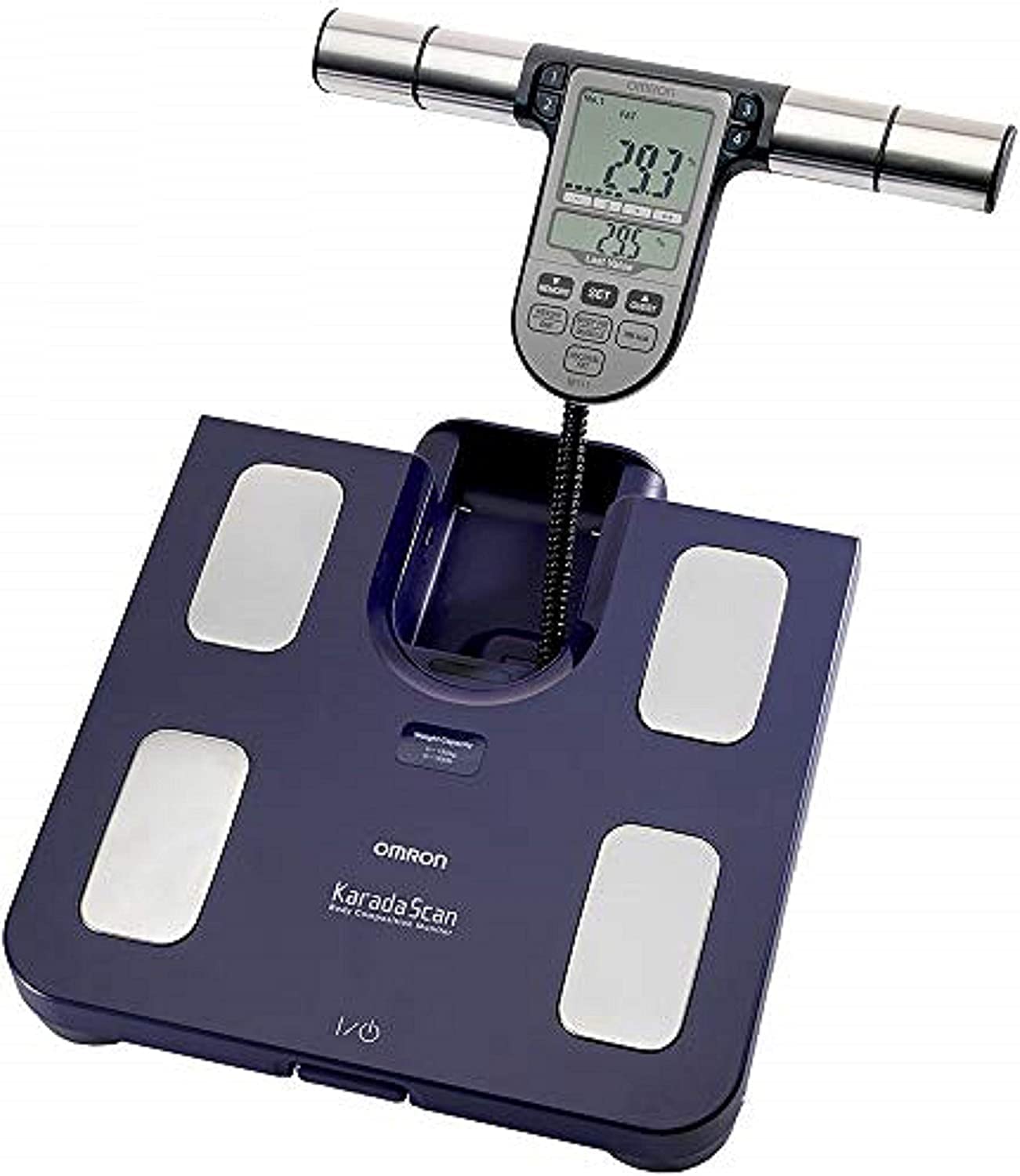OMRON Körperanalysegerät BF511, klinisch validiert, mit 8 hochpräzisen Sensoren zur Messung an Händen und Füßen; Misst Gewicht, Körperfettanteil, Viszeralfett, Skelettmuskelmasse, Grundumsatz – blau