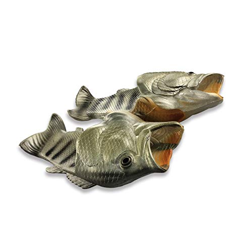 Uniqstore Unisex Sandalen Flip Flops Fisch Hausschuhe Strand Dusche Schuhe Ausgefallene Witz Neuheit Geschenke für Damen Herren, Grau - grau - Größe: 40 EU
