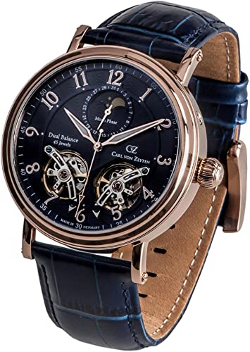 Carl von Zeyten Herren Analog Automatik Uhr mit Leder Armband CVZ0054RBLS